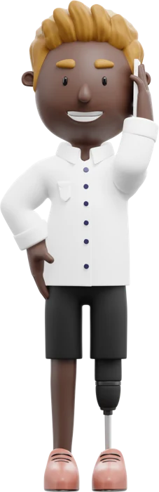 Male chef with a prosthetic leg and white shirt