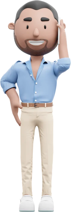 Man in a light blue shirt and beige trousers