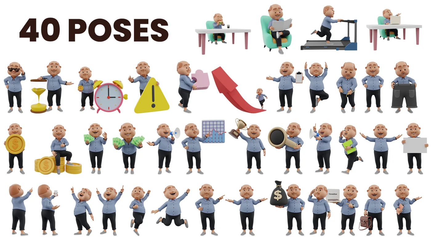 Forty original Auntz and Unclez poses with different outfits and props