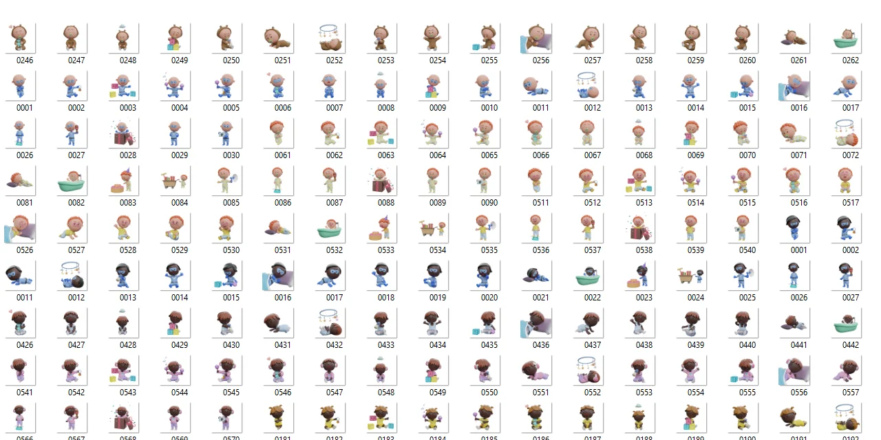 Overview of original Babiez rendered PNGs