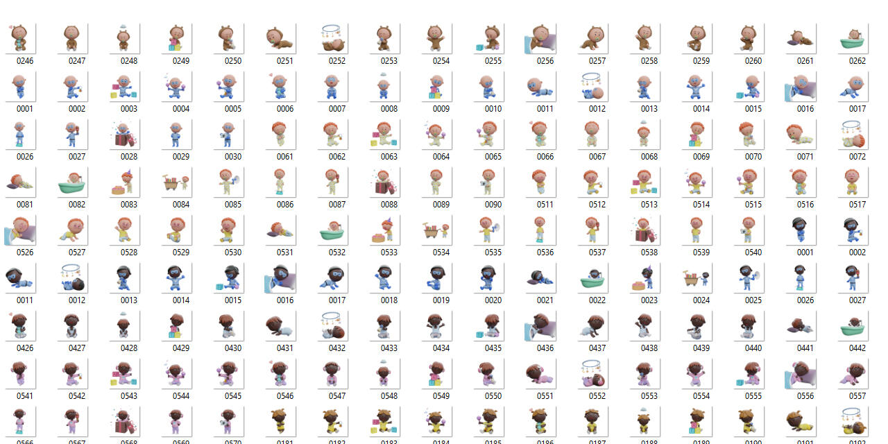A selection of ready-rendered Characterz PNGs in different poses and outfits