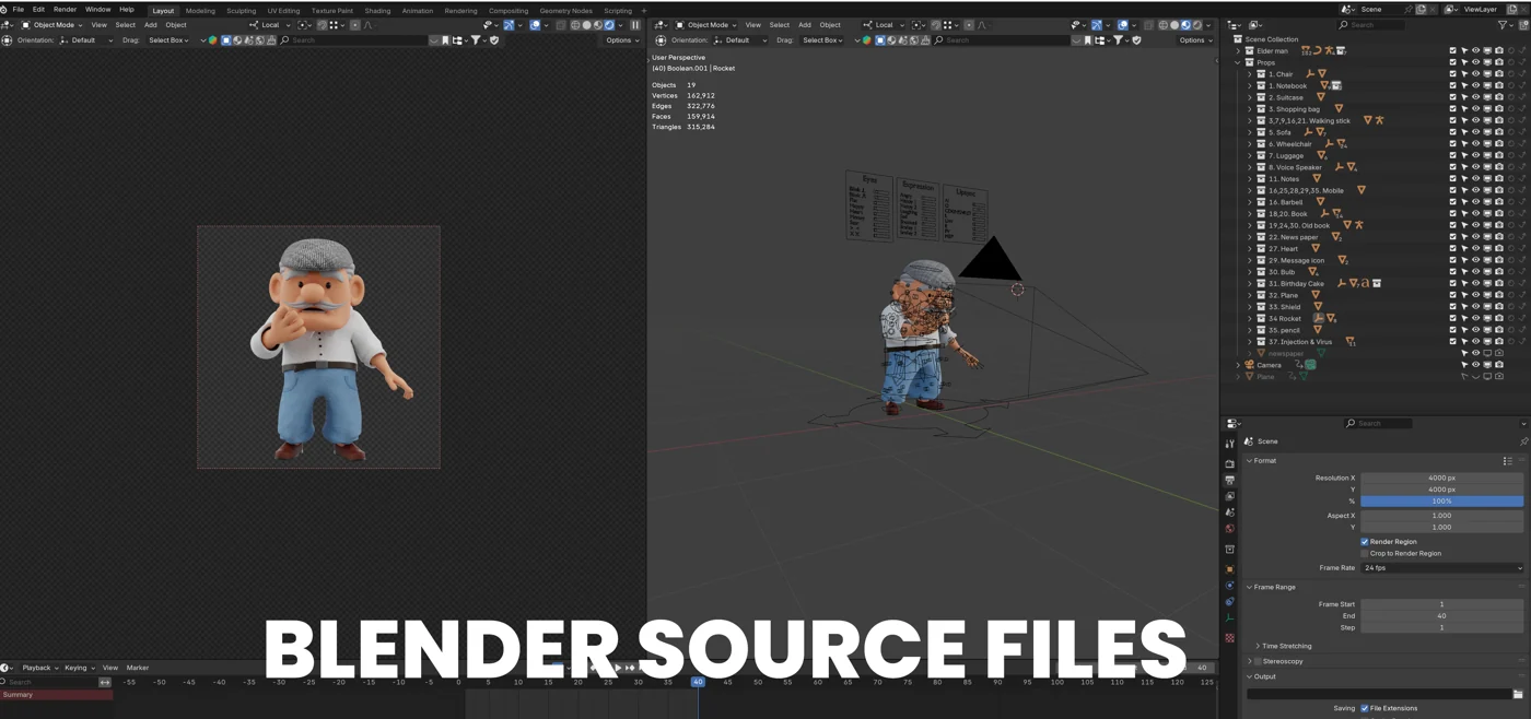 Original Elderz male and female projects in Blender