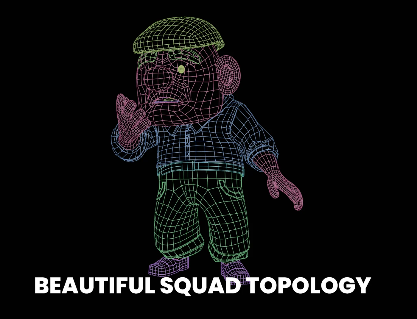 Original Elderz wireframe showing quad topology