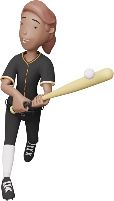 Female baseball character with bat
