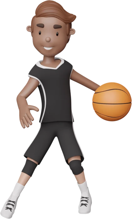 Male basketball character holding a ball