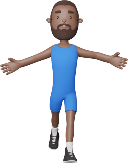 Male wrestling character with arms open