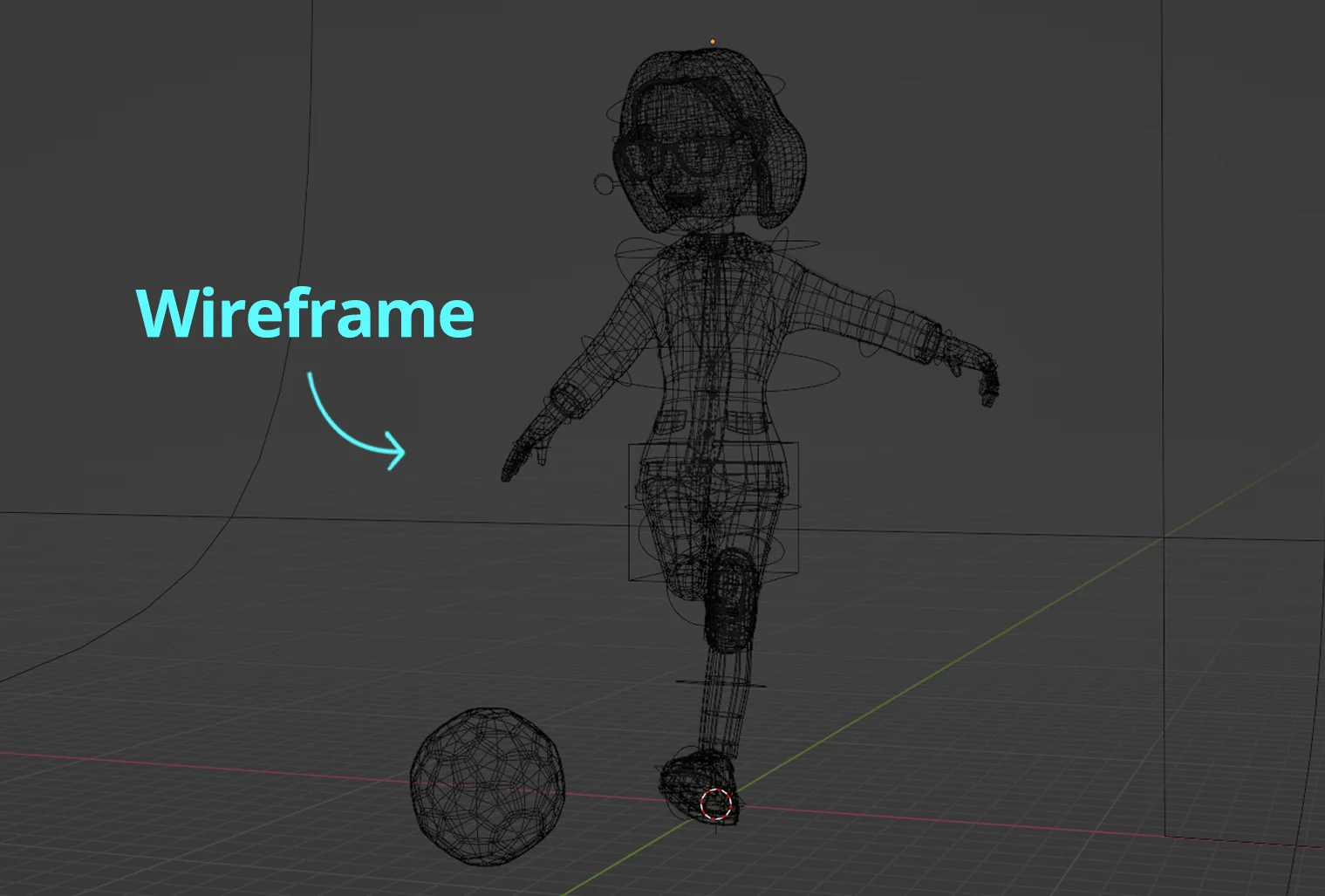 Original Fit body wireframe and character mesh in Blender