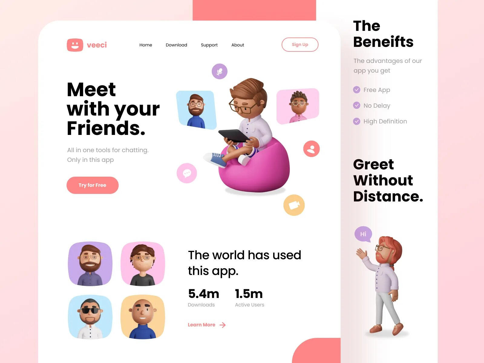 3D illustrations for UI of friend network