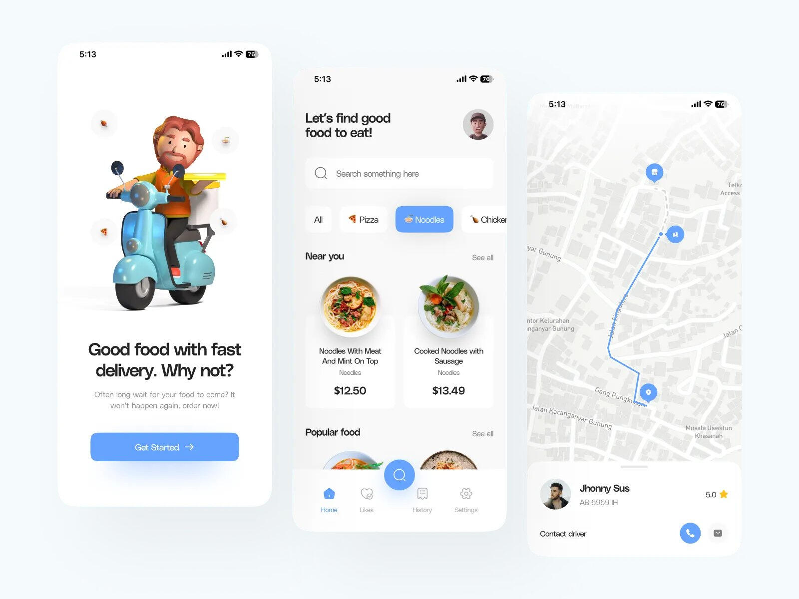 Apple or Google map UI with cartoon 3D illustrations