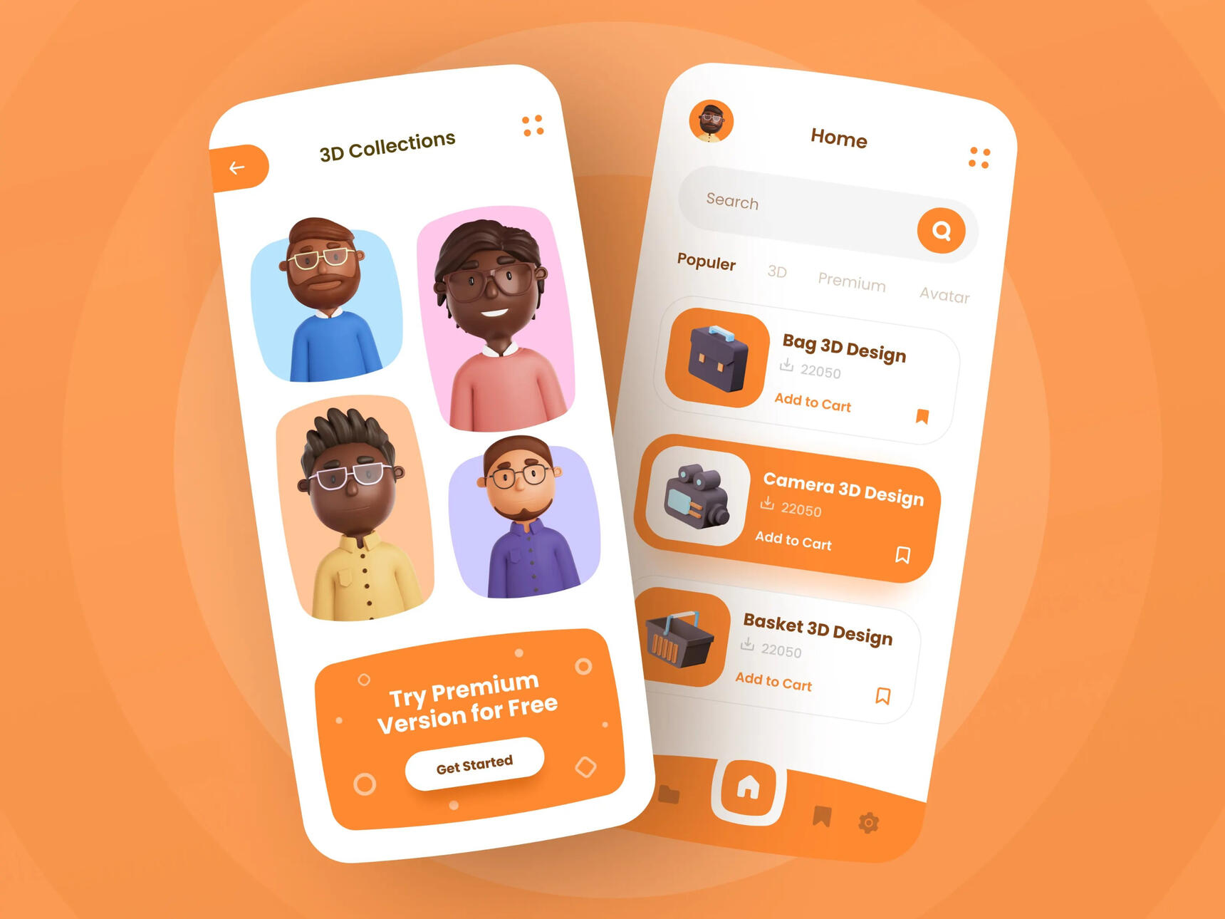 Cartoon diverse 3D cartoon avatars used in UI mobile app