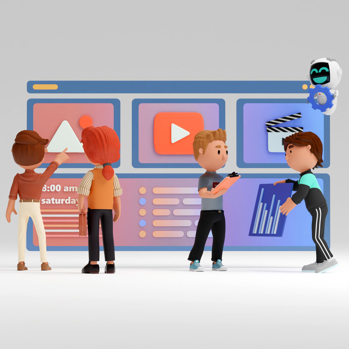 Team of diverse cartoon 3D characters illustrations