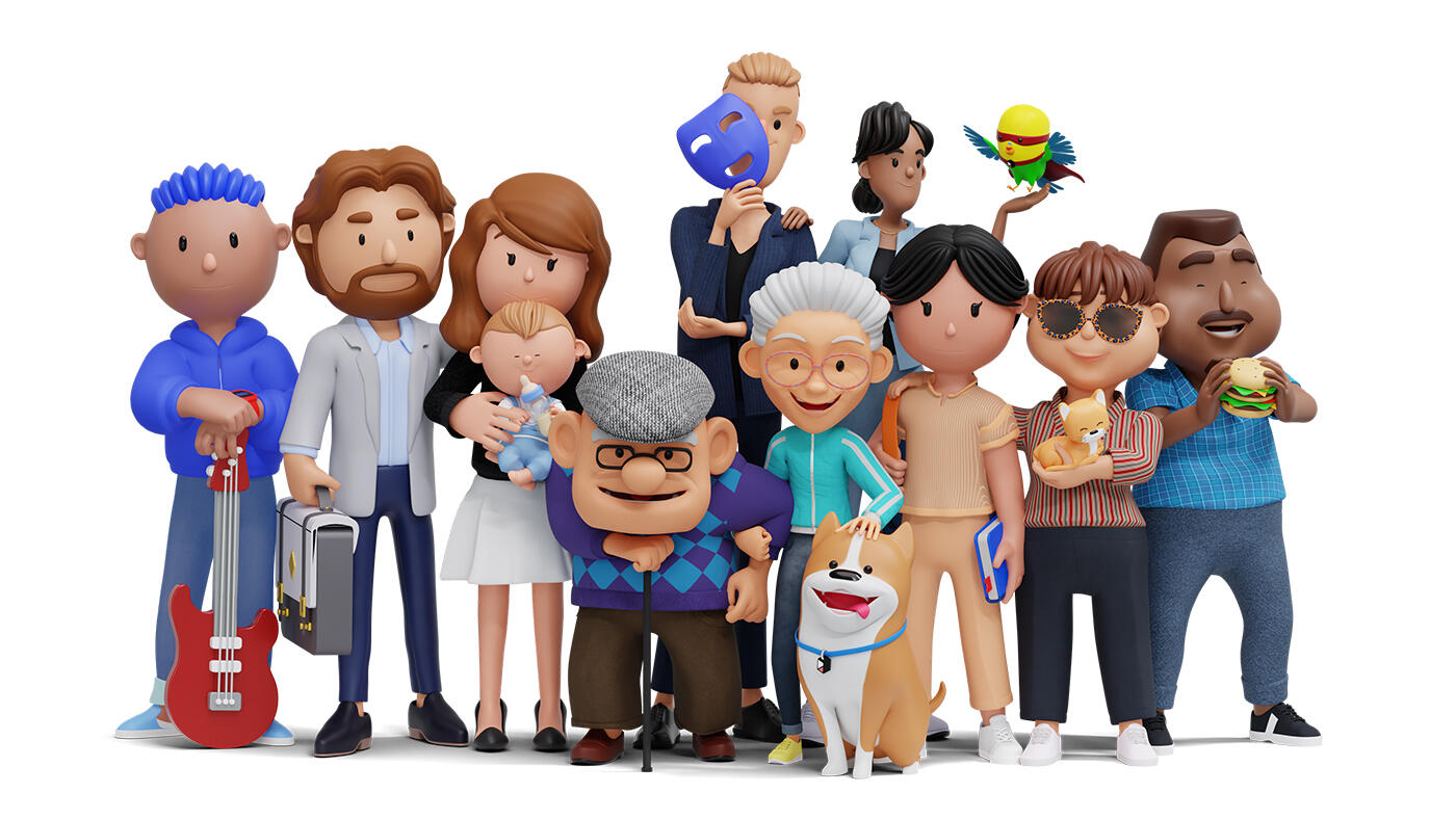 Modualr 3D cartoon character mega pack showcase- Characterz 5 3D character with free sample