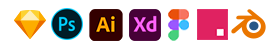 Use 3D illustrations in Blender, Photoshop, Illustrator, Adobe Express, Figma, Studio or Blender 3D illustrations in every favorite designer apps.