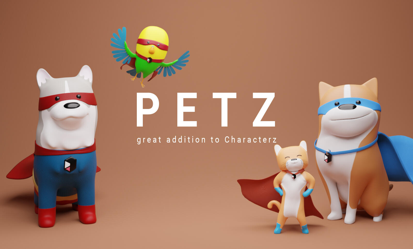 3D Pets (animals) - 3D dog and 3D cat as an cute addition to characterz library