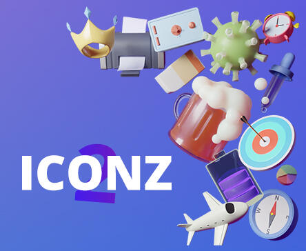 Huge pack of various 3D icons ICONZ - More than 333+ 3D icons included in various angles and materials. Possibility to order custom 3D icon.