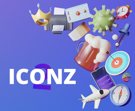 ICONZ - More than 333+ 3D icons included in various angles and materials. Possibility to order custom 3D icon.
