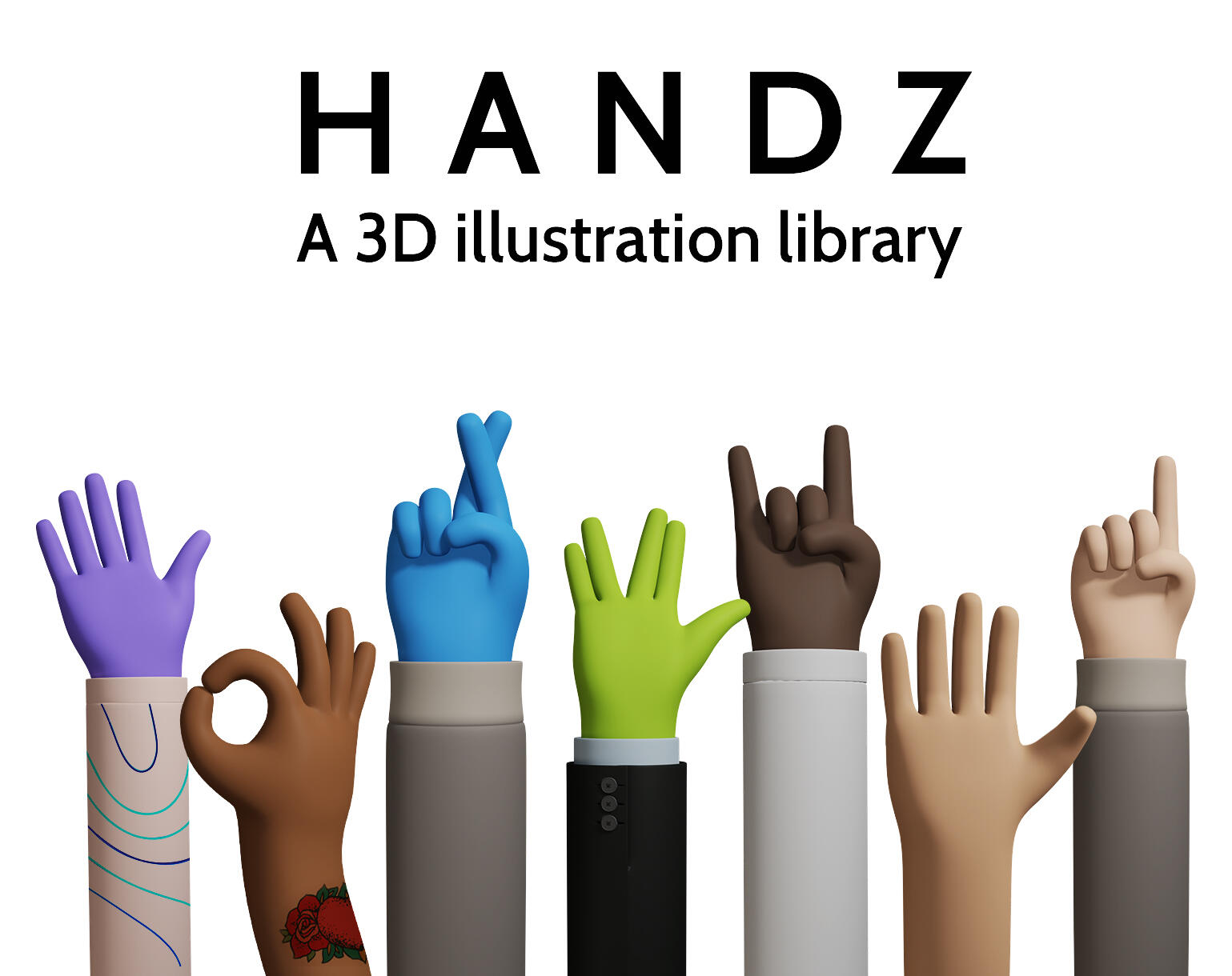 Huge pack of 3D hands HANDZ - 3D illustration library of hand gestures for free