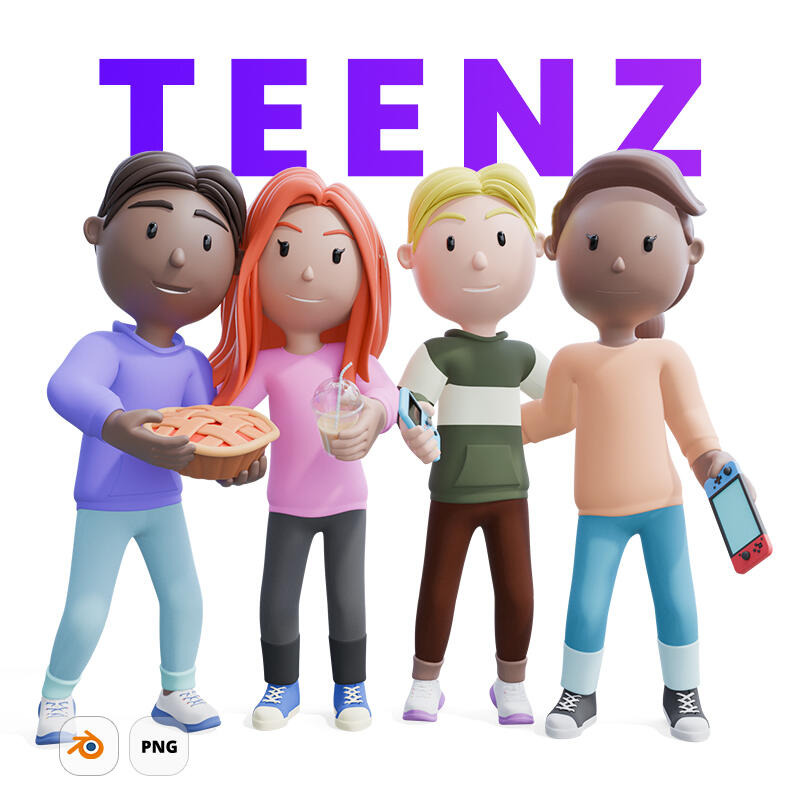 Diverse 3D teen modular characters