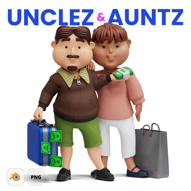 Overweight 3D cartoon modular characters Overweight 3D characters with free smaple
