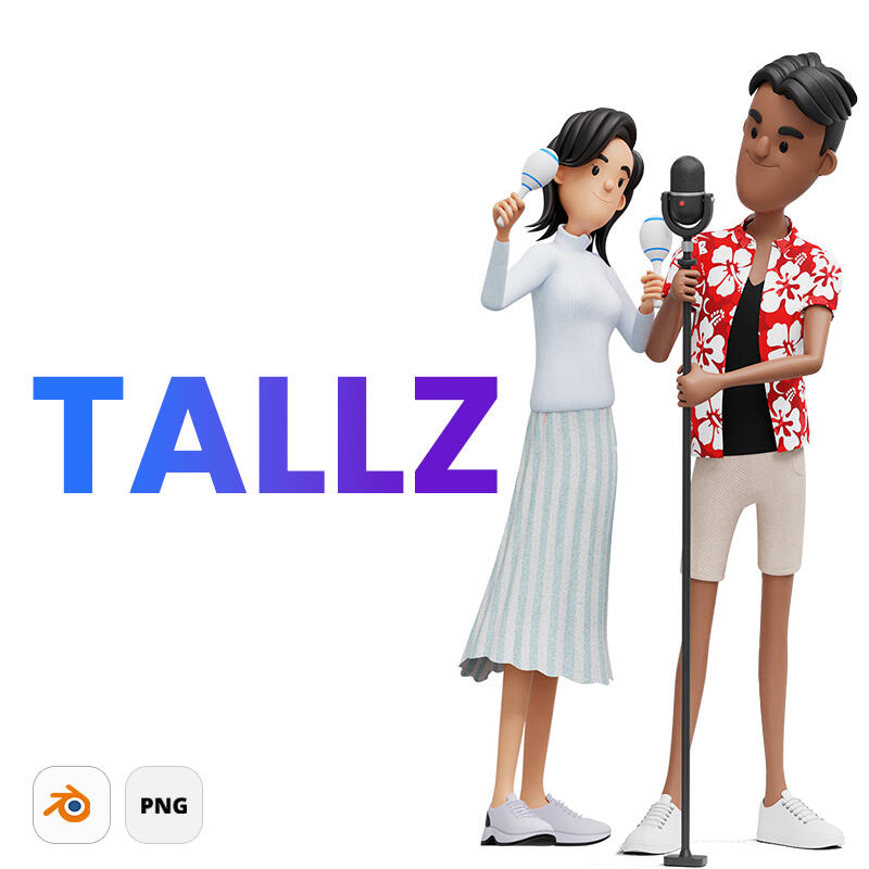 Tall 3D character in various poses and outfits Cute tall 3D cartoon characters