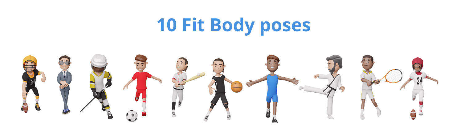 40 poses of fit 3D character Fit 3D character in 30 poses
