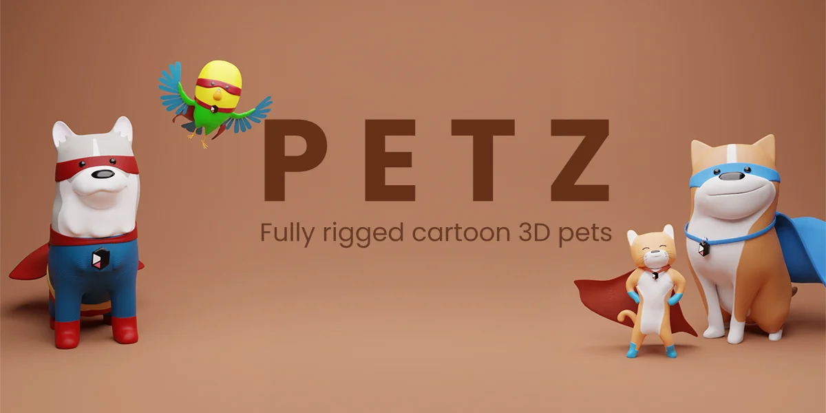 Original Petz dog, husky, cat and bird with superhero clothing