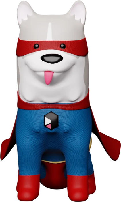 Petz husky with superhero clothing