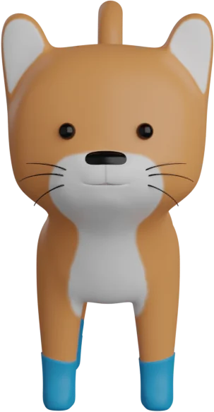 Petz cat standing with blue gloves and boots
