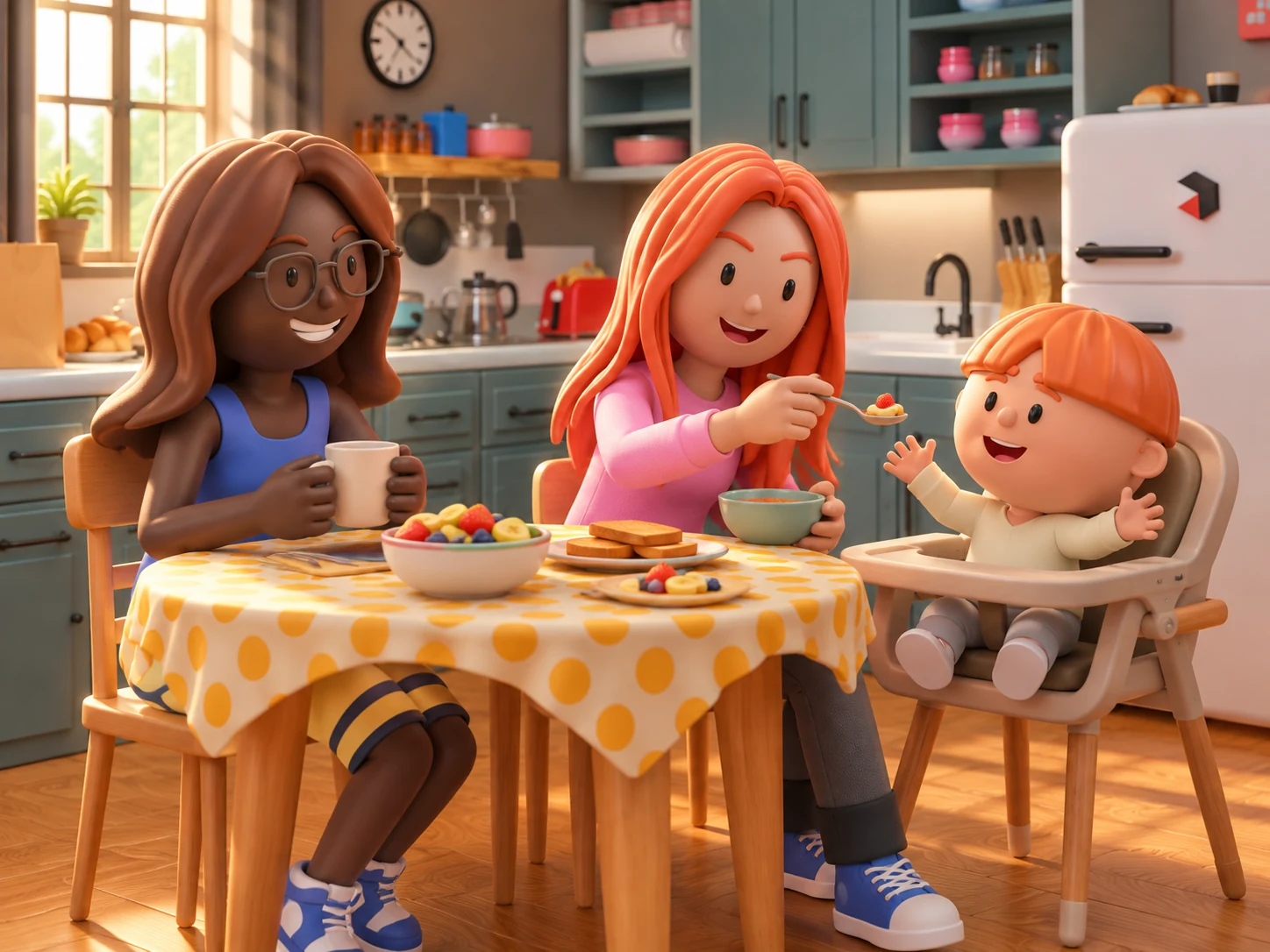 Concept: Breakfast together, combining Adultz + Teenz + Babiez + Roomz