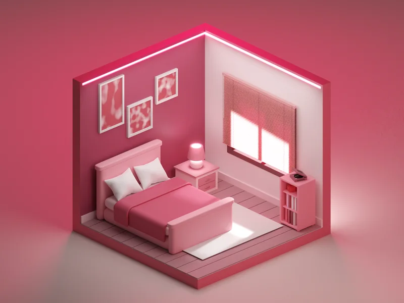 Included Roomz interior: Pink bedroom