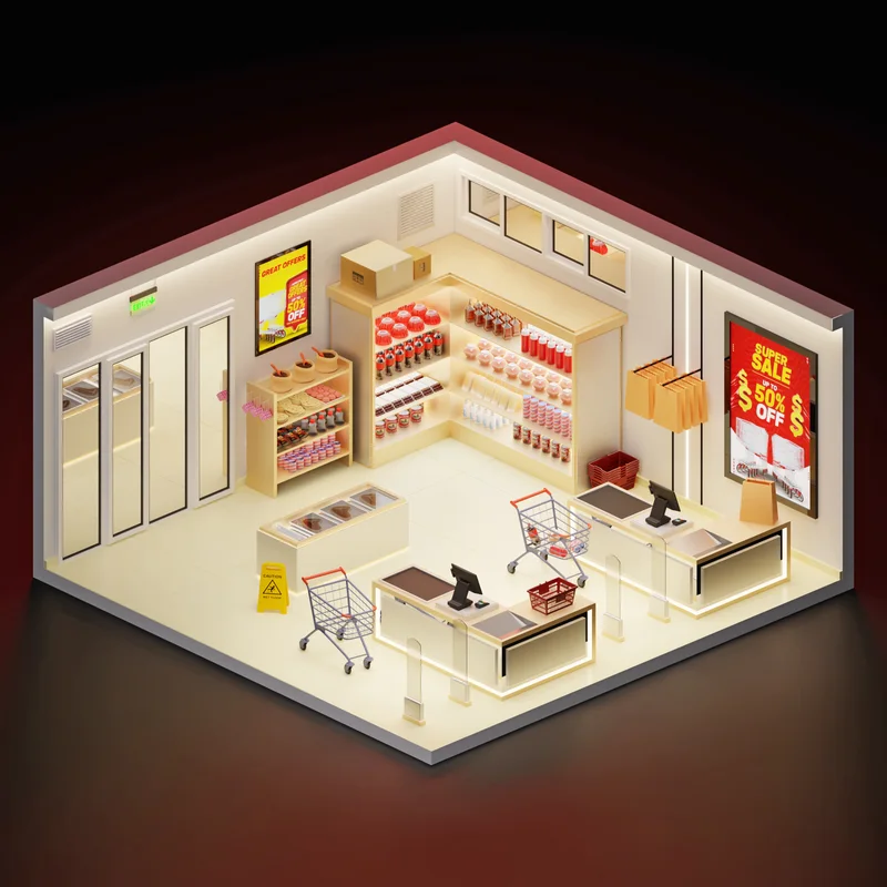 Included Roomz interior: Supermarket