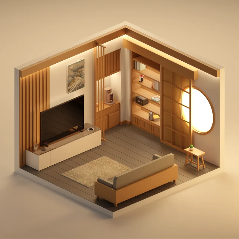 Included Roomz interior: Warm living room