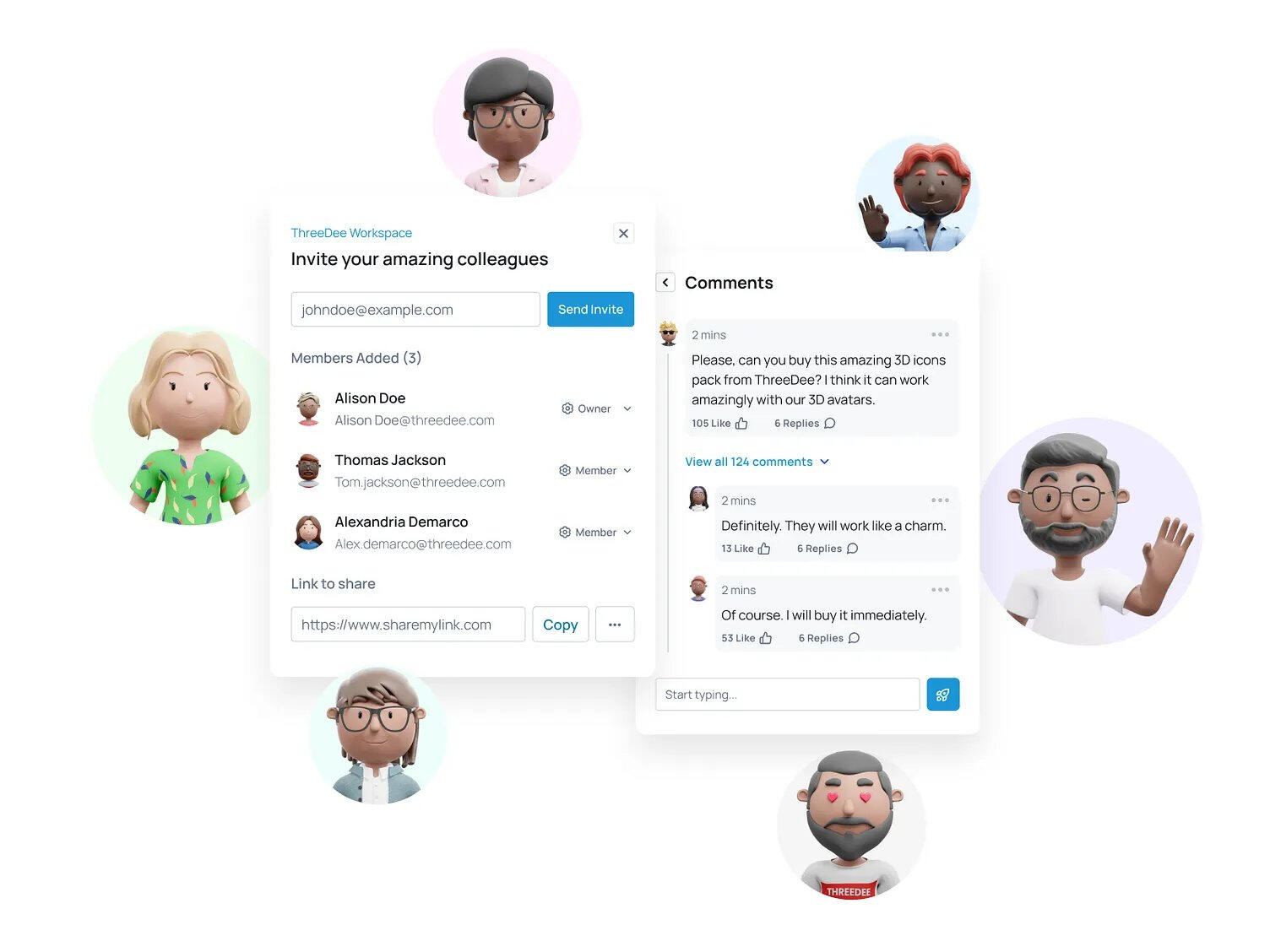 Characterz in a voice chat interface
